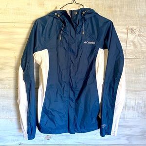 Columbia Navy and White Rain Jacket